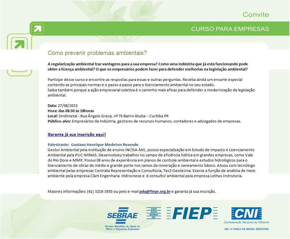 Curso como Prevenir Problemas Ambientais