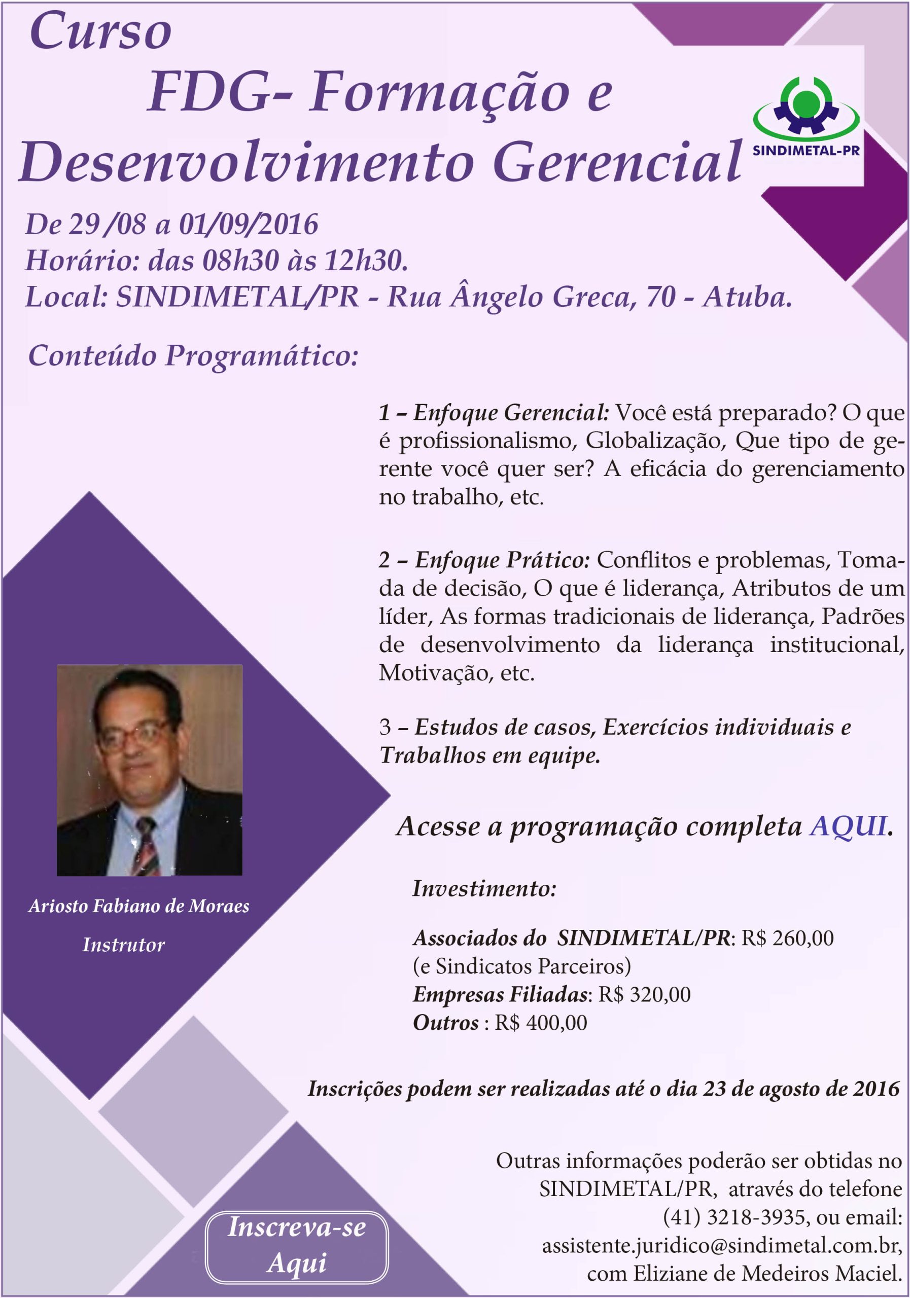 CURSO FORMACAO E DESENVOLVIMENTO GERENCIAL