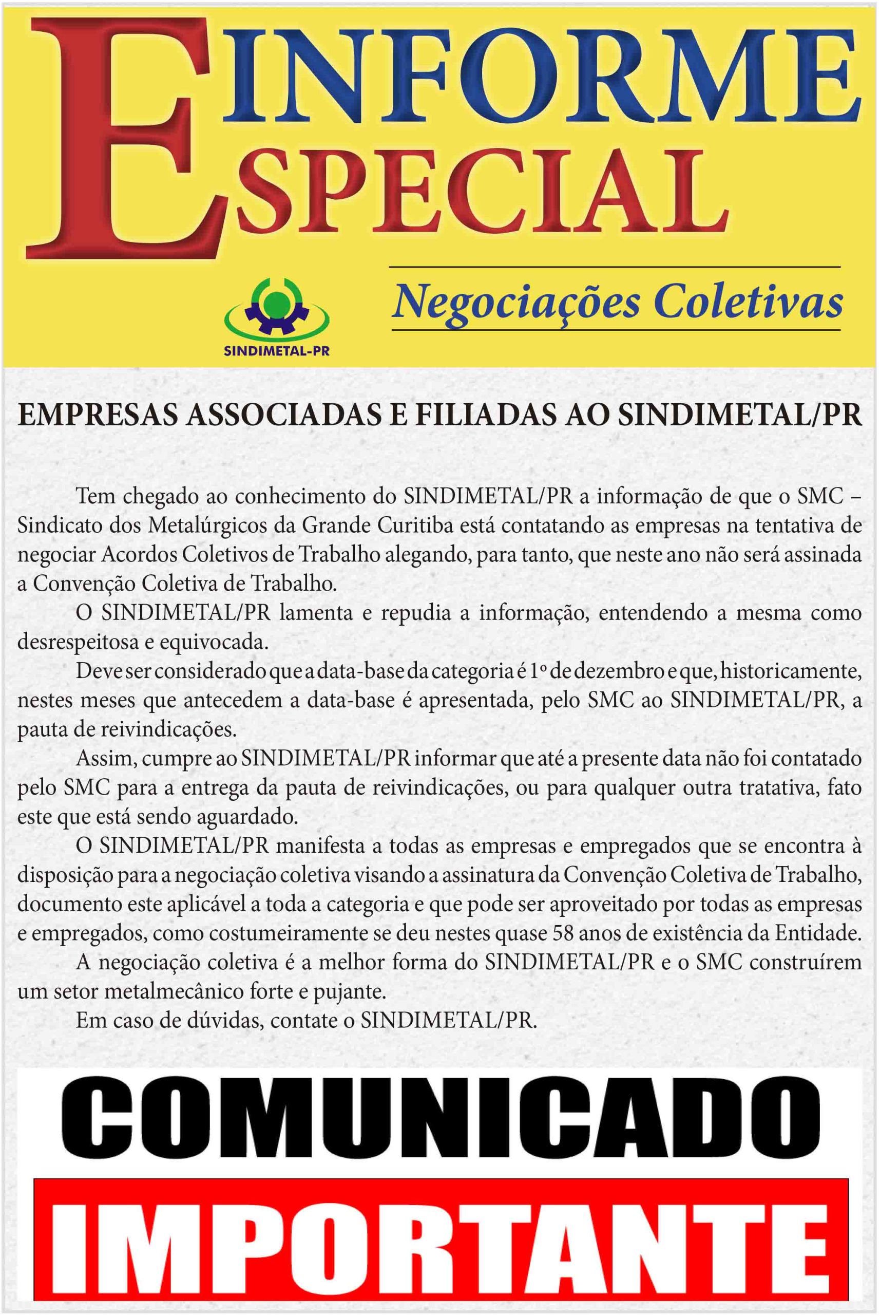 COMUNICADO IMPORTANTE- NEGOCIACAO COLETIVA