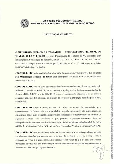 Veja a notificação recomendatória. - Ministério Público do Estado do